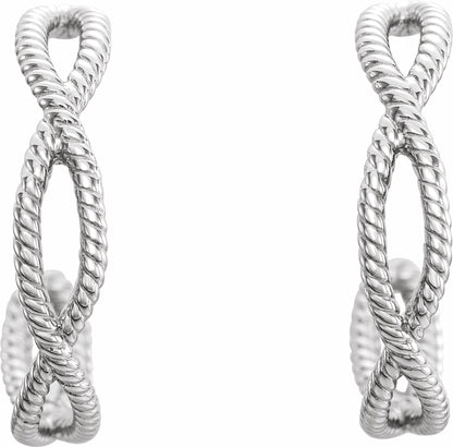 Platinum 17x3.6 mm Rope Hoop Earrings
