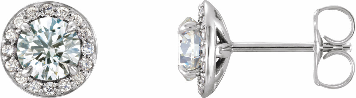 14K White 3/8 CTW Diamond Halo-Style Earrings
