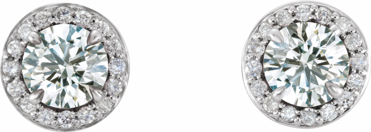 14K White 3/8 CTW Diamond Halo-Style Earrings