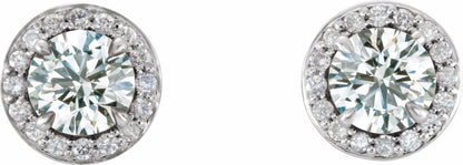 14K White 3/8 CTW Diamond Halo-Style Earrings
