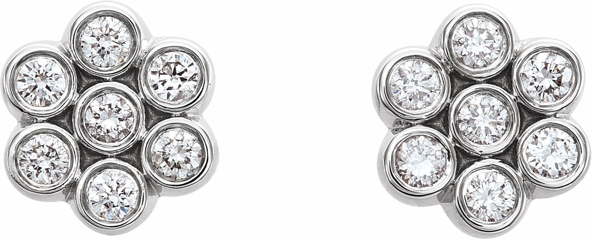 14K White 1/4 CTW Diamond Cluster Earrings