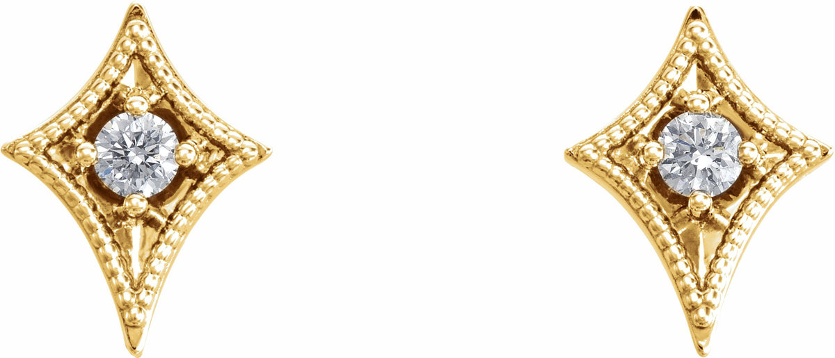 14K Yellow 1/8 CTW Diamond Geometric Earrings