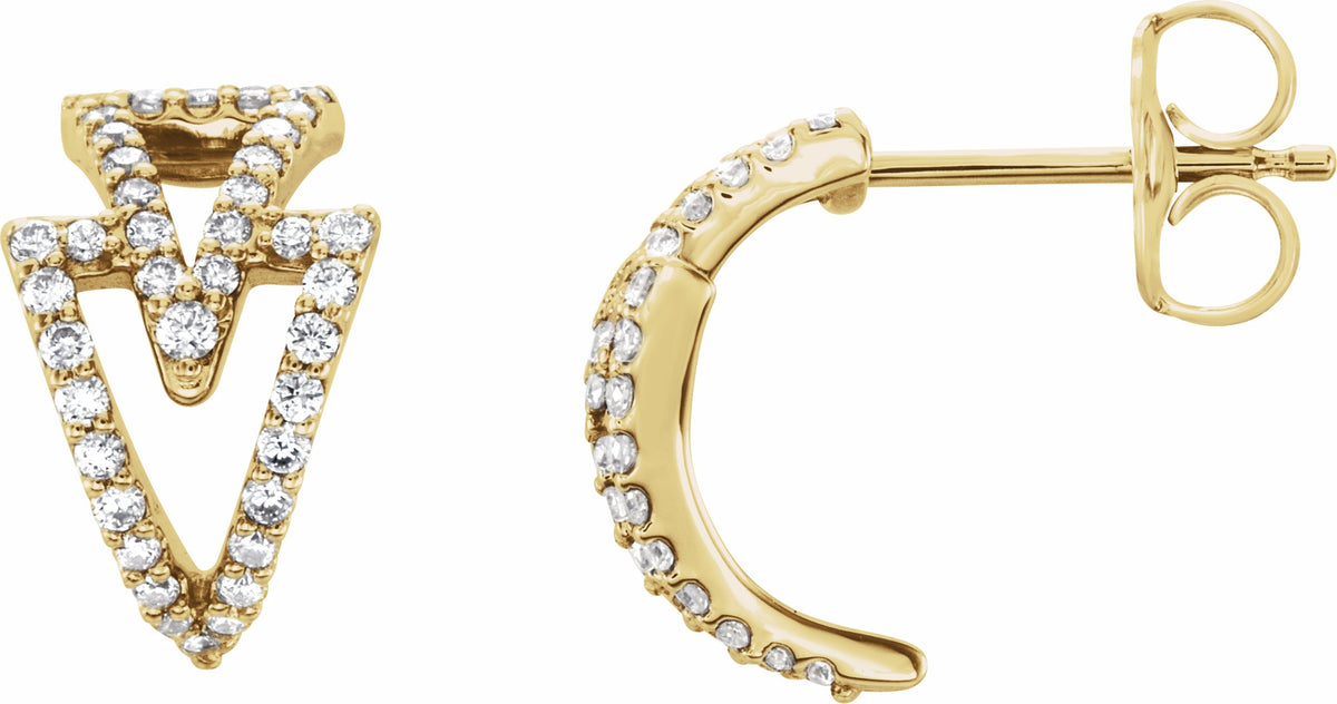 14K Yellow 1/4 CTW Diamond Geometric Hoop Earrings