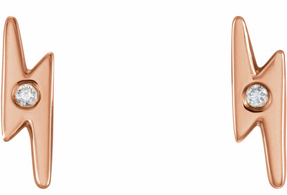 14K Rose .03 CTW Diamond Lighting Bolt Earrings