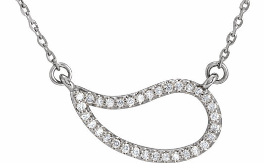 14K White 1/6 CTW Diamond Paisley 18 Necklace