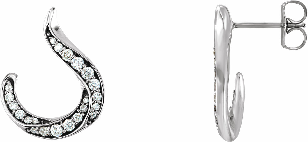 14K White 3/8 CTW Diamond Freeform Earrings