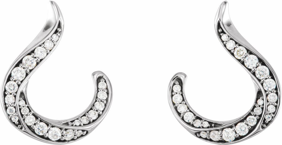 14K White 3/8 CTW Diamond Freeform Earrings