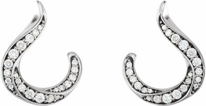 14K White 3/8 CTW Diamond Freeform Earrings