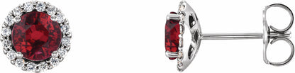 14K White Ruby & 1/6 CTW Diamond Earrings
