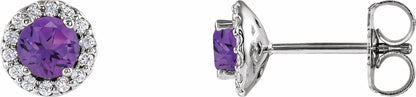 14K White Amethyst & 1/6 CTW Diamond Earrings