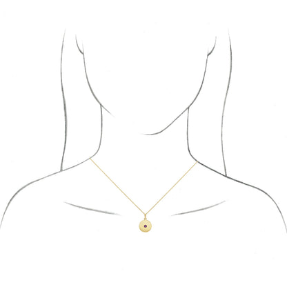 14K White Blue Sapphire Disc 16-18 Necklace
