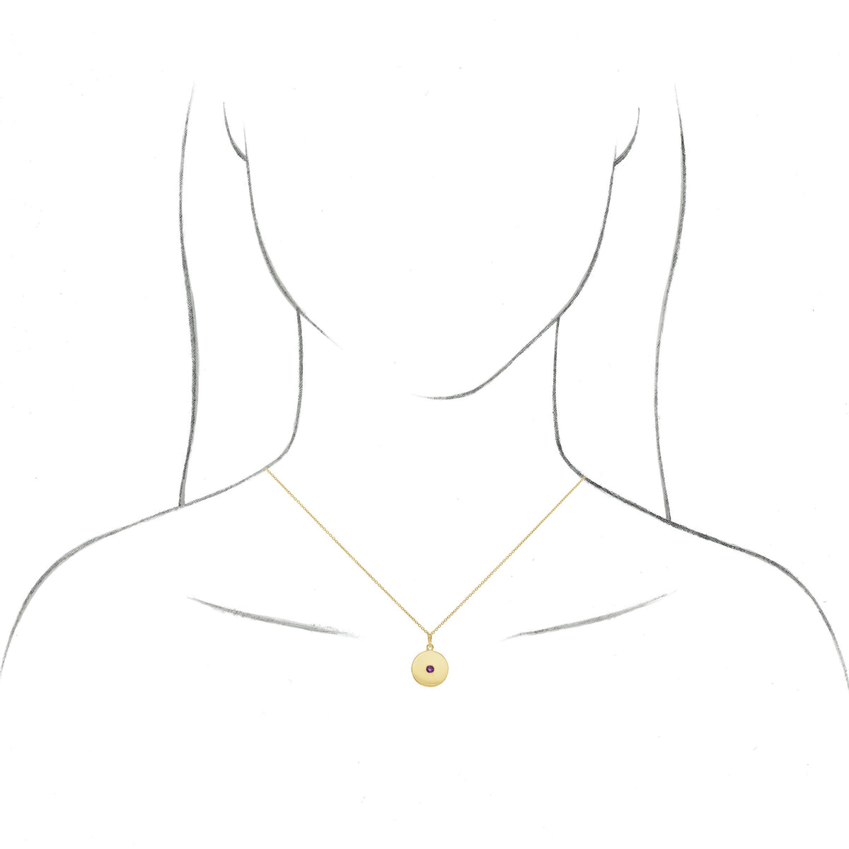 14K Yellow Citrine Disc 16-18 Necklace