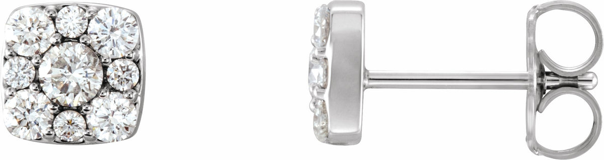 Platinum 1/2 CTW Diamond Cluster Earrings