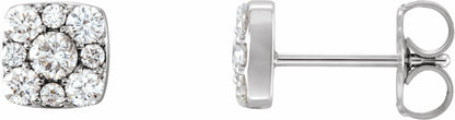 Platinum 1/2 CTW Diamond Cluster Earrings