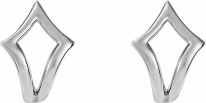 14K White Geometric J-Hoop Earrings