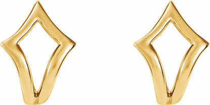 14K Yellow Geometric J-Hoop Earrings