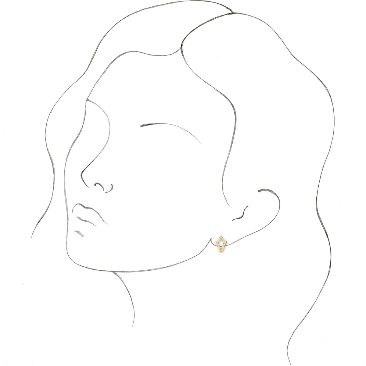 14K Yellow Geometric J-Hoop Earrings