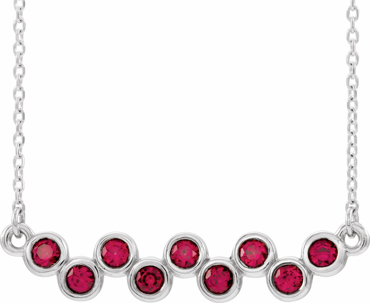 14K White Ruby Bezel-Set Bar 16-18 Necklace