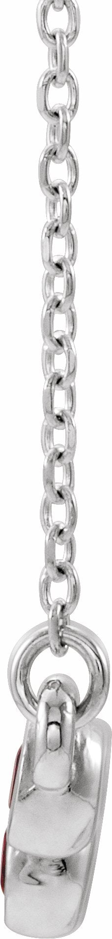 14K White Ruby Bezel-Set Bar 16-18 Necklace