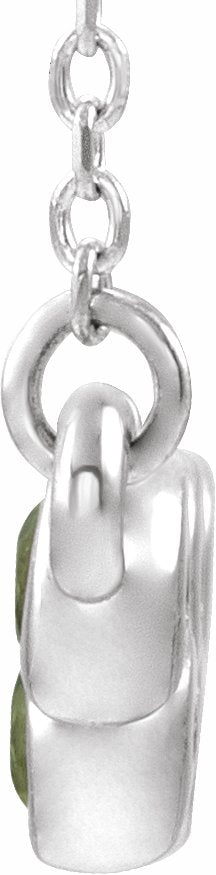 14K White Peridot Bezel-Set Bar 16-18 Necklace