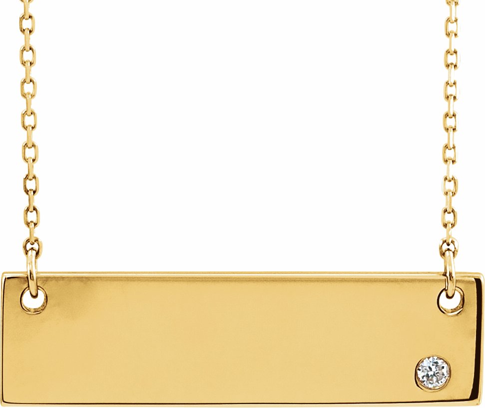 14K Yellow .03 CT Diamond Bar 18 Necklace without Engraving