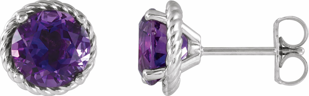14K White Amethyst Rope Earrings