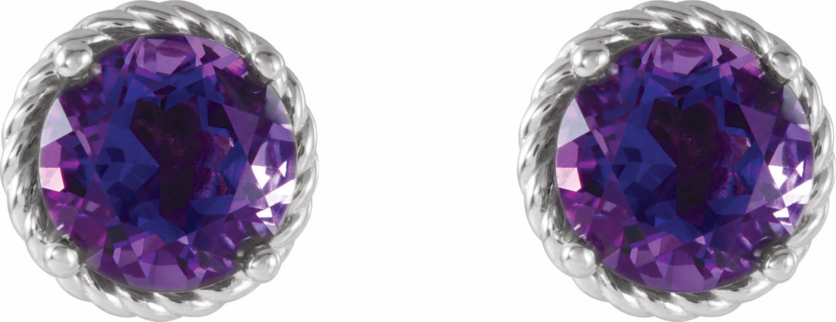 14K White Amethyst Rope Earrings