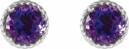 14K White Amethyst Rope Earrings