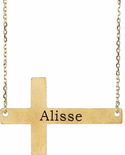14K Yellow Sideways Cross 16-18 Necklace