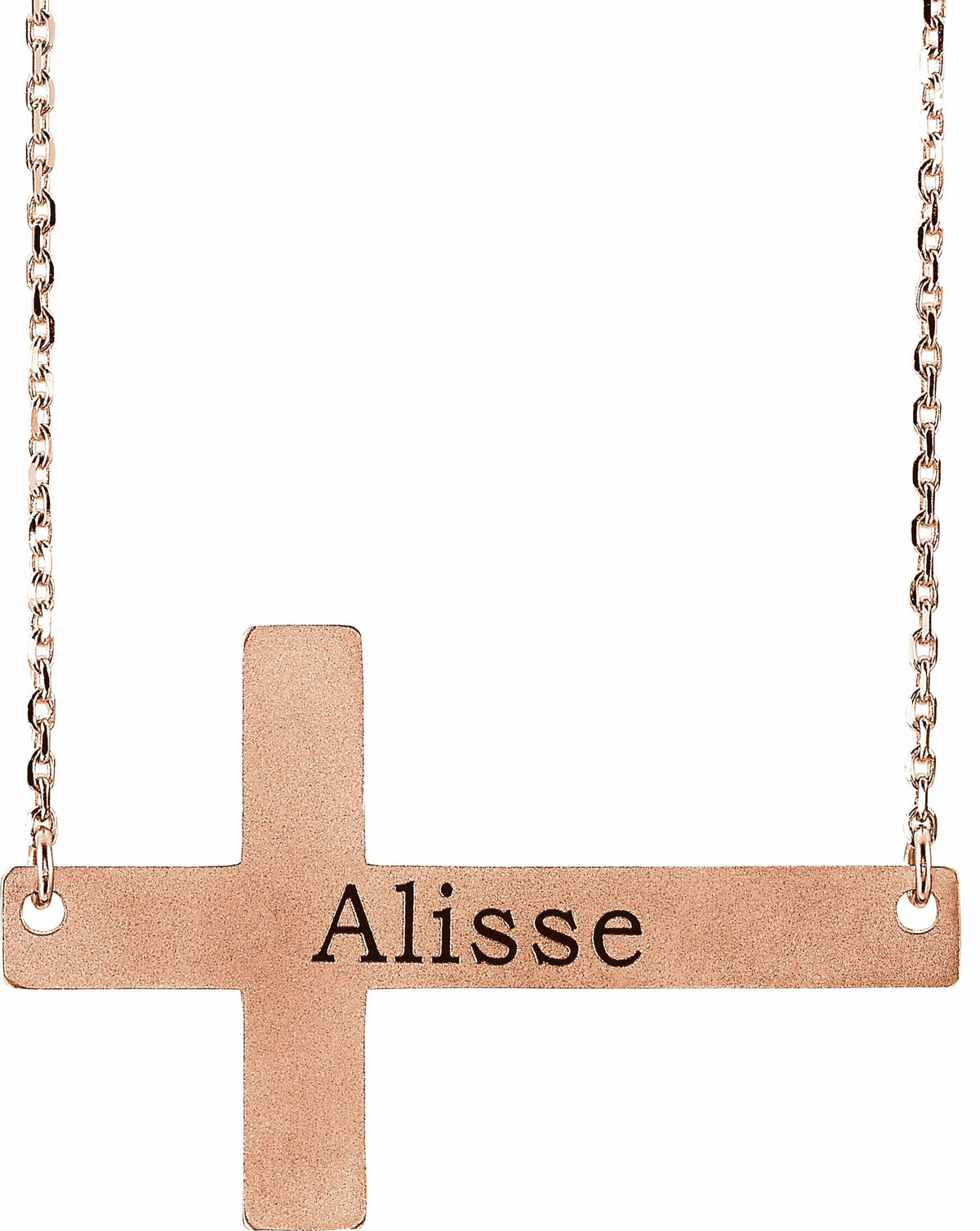 14K Rose Sideways Cross 16-18 Necklace