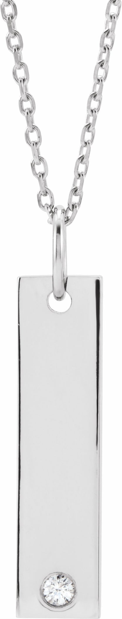 14K White .03 CT Diamond Bar 16-18 Necklace