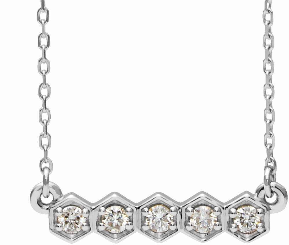 14K White 1/5 CTW Diamond Bar 16-18 Necklace