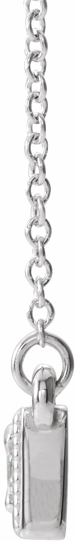 14K White 1/3 CTW Diamond Three-Stone Granulated Bar 16-18 Necklace