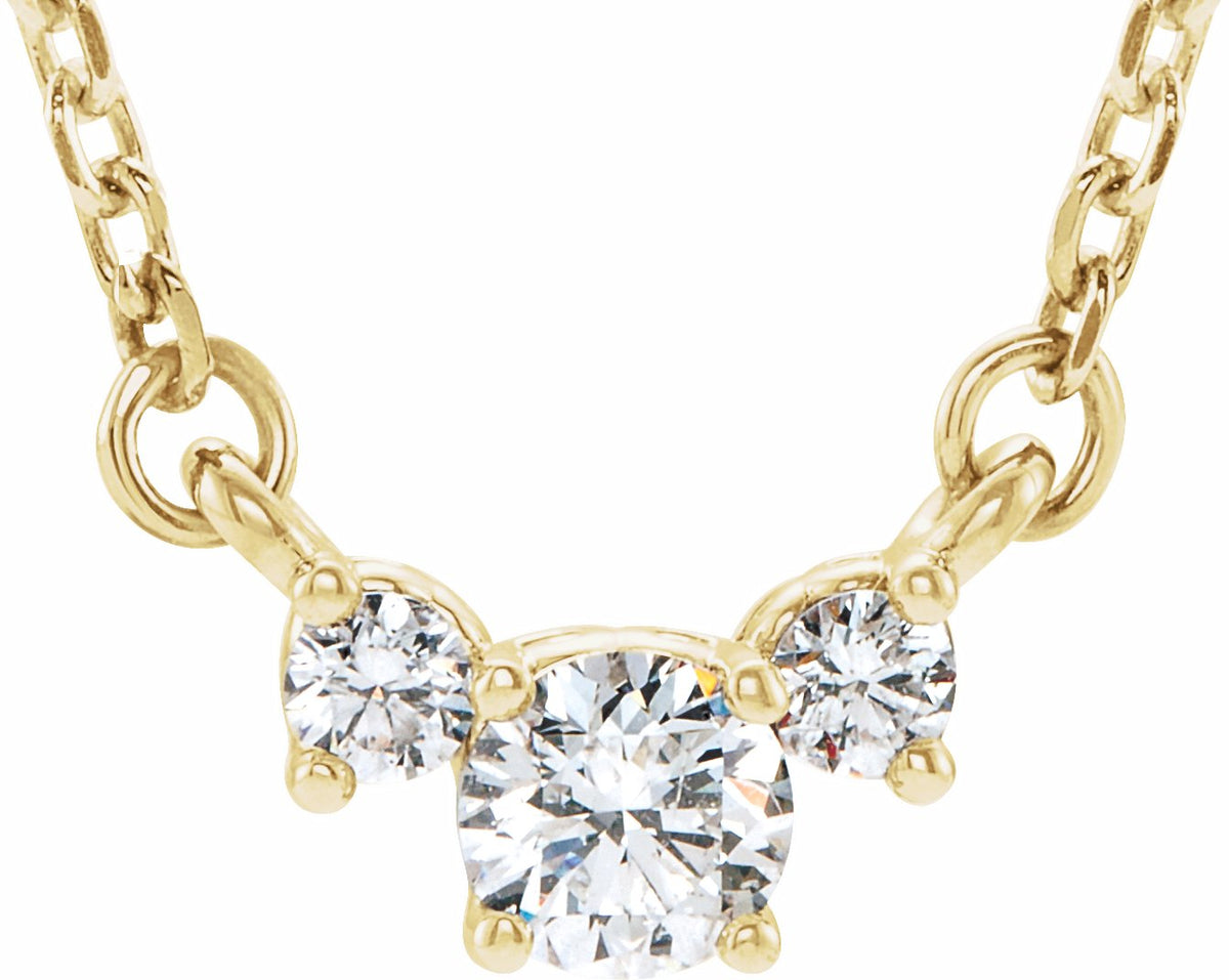 14K Yellow 1/3 CTW Diamond Three-Stone 16-18 Necklace