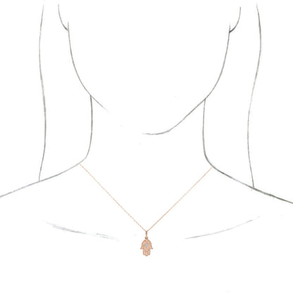 14K Rose .03 CTW Diamond Hamsa 16-18 Necklace