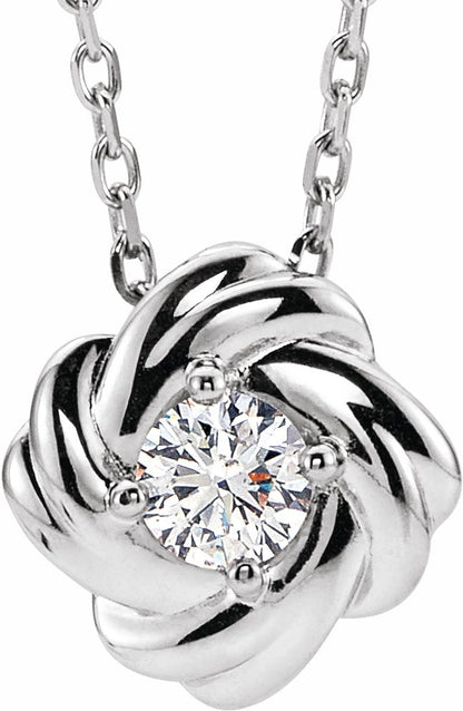 14K White 1/6 CTW Diamond Knot 16-18 Necklace