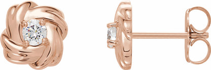 14K Rose 1/5 CTW Diamond Knot Earrings