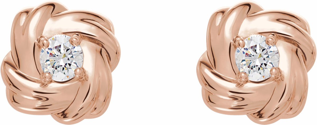 14K Rose 1/5 CTW Diamond Knot Earrings