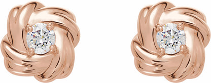 14K Rose 1/5 CTW Diamond Knot Earrings