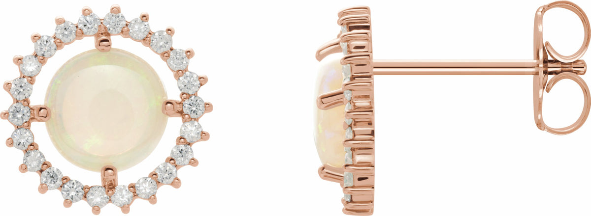 14K Rose Opal & 1/8 CTW Diamond Earrings