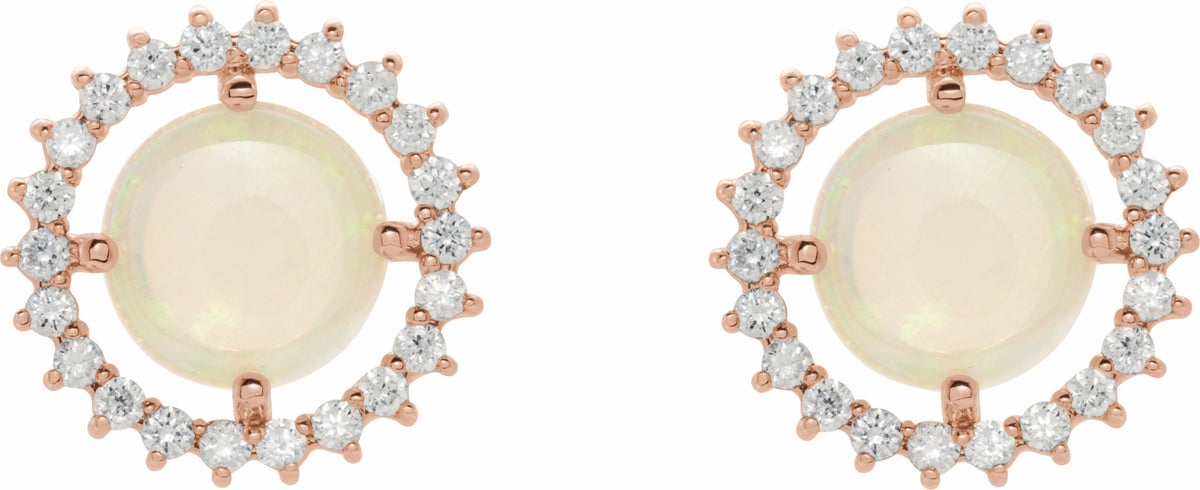 14K Rose Opal & 1/8 CTW Diamond Earrings