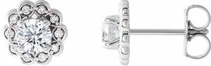 14K White 5/8 CTW Diamond Halo-Style Earrings
