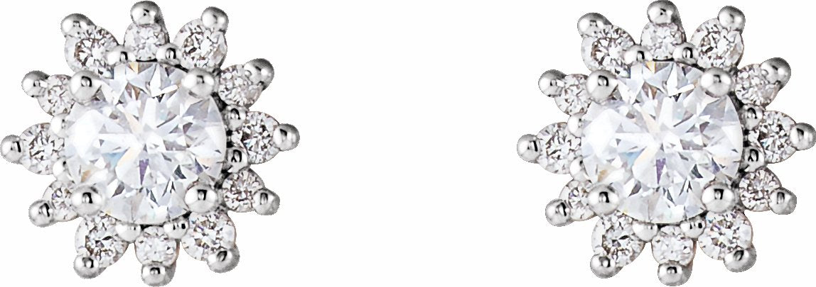 14K White 1/2 CTW Diamond Halo-Style Earrings