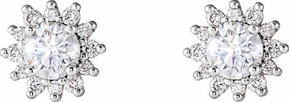 14K White 1/2 CTW Diamond Halo-Style Earrings