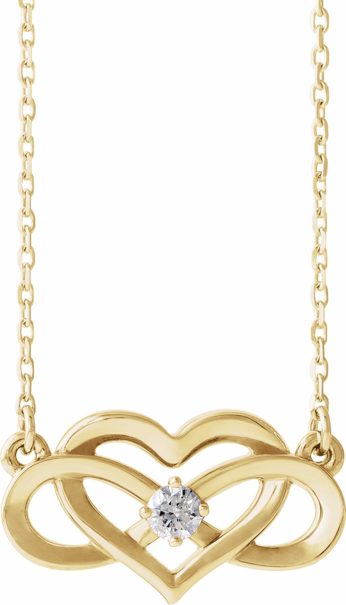 14K Yellow 1/10 CTW Diamond Infinity-Inspired Heart 16-18 Necklace