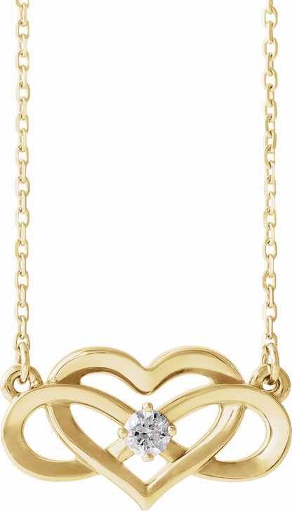 14K Yellow 1/10 CTW Diamond Infinity-Inspired Heart 16-18 Necklace