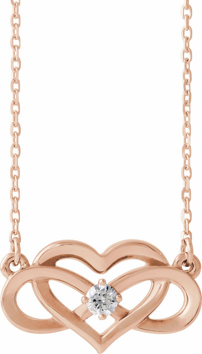 14K Rose 1/10 CTW Diamond Infinity-Inspired Heart 16-18 Necklace