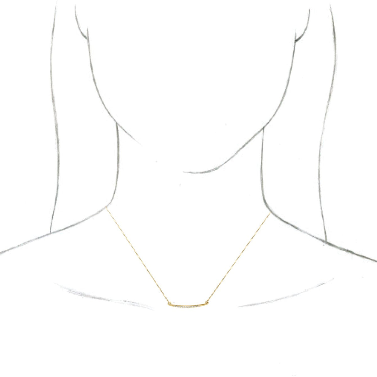 14K Yellow .05 CTW Diamond Curved Bar 16-18 Necklace