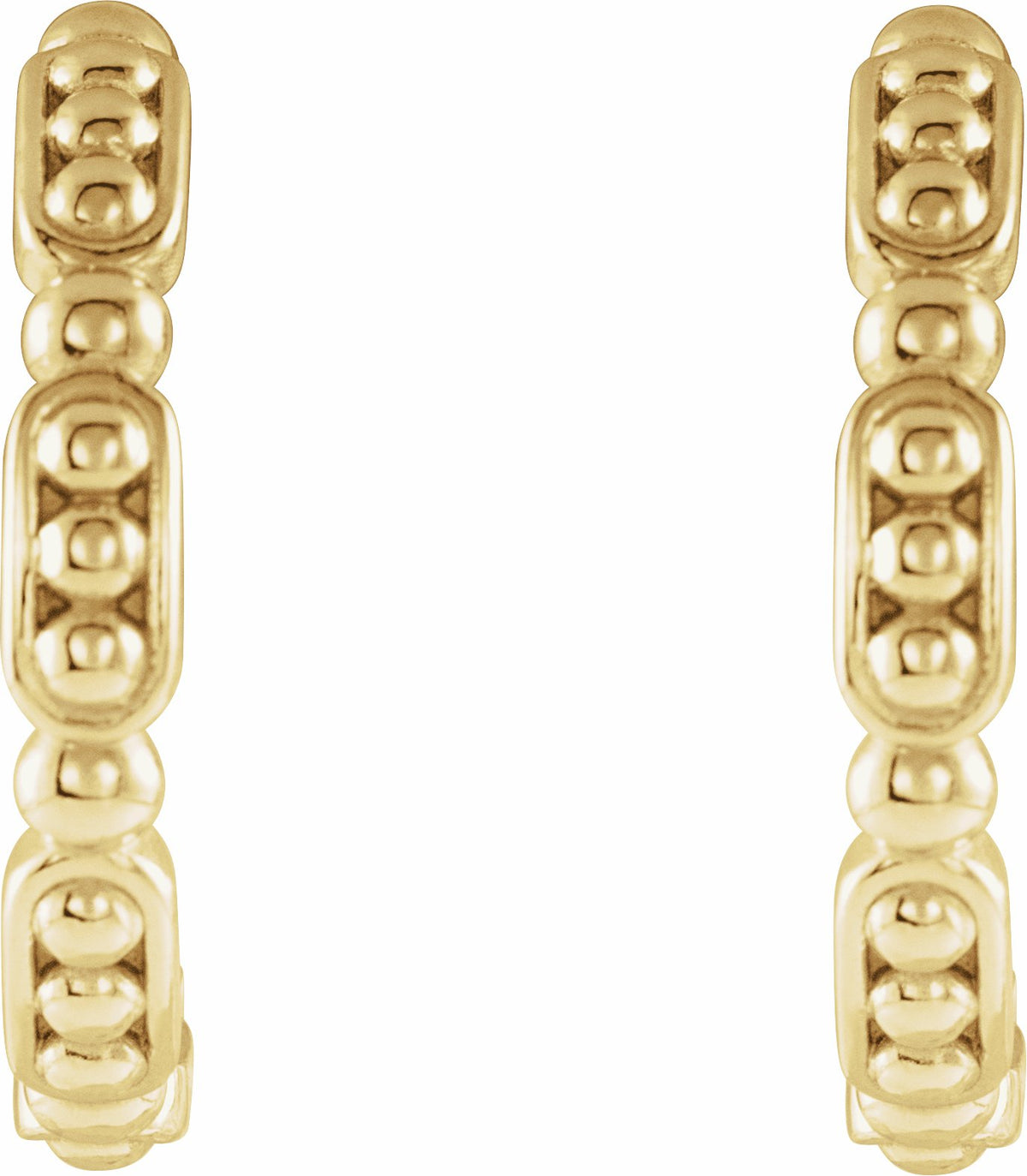 14K Yellow Beaded Hoop Earrings