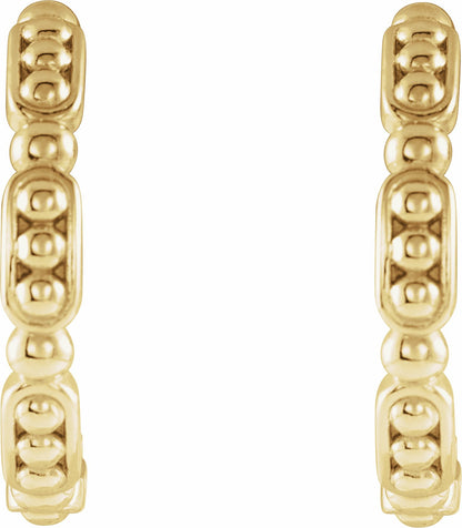 14K Yellow Beaded Hoop Earrings
